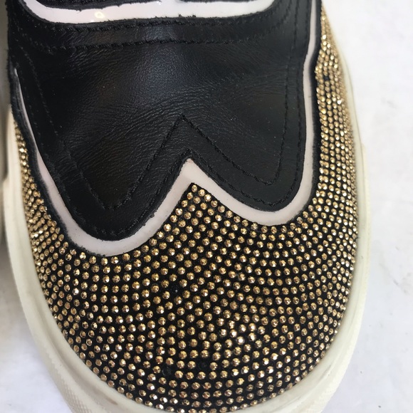 Giuseppe Zanotti Leather Mini Studs Sneakers Slip On Oxford Slides Logo Glitter - Picture 15 of 16